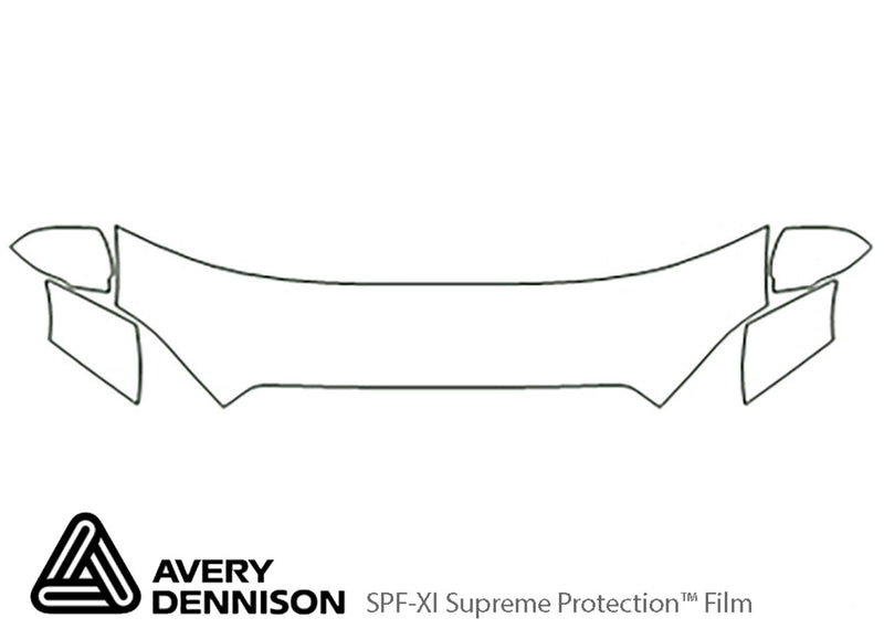 xj Avery Dennison Clear Bra Hood Precut PPF Diagram
