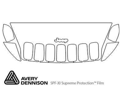 cherokee Avery Dennison Clear Bra Hood Precut PPF Diagram
