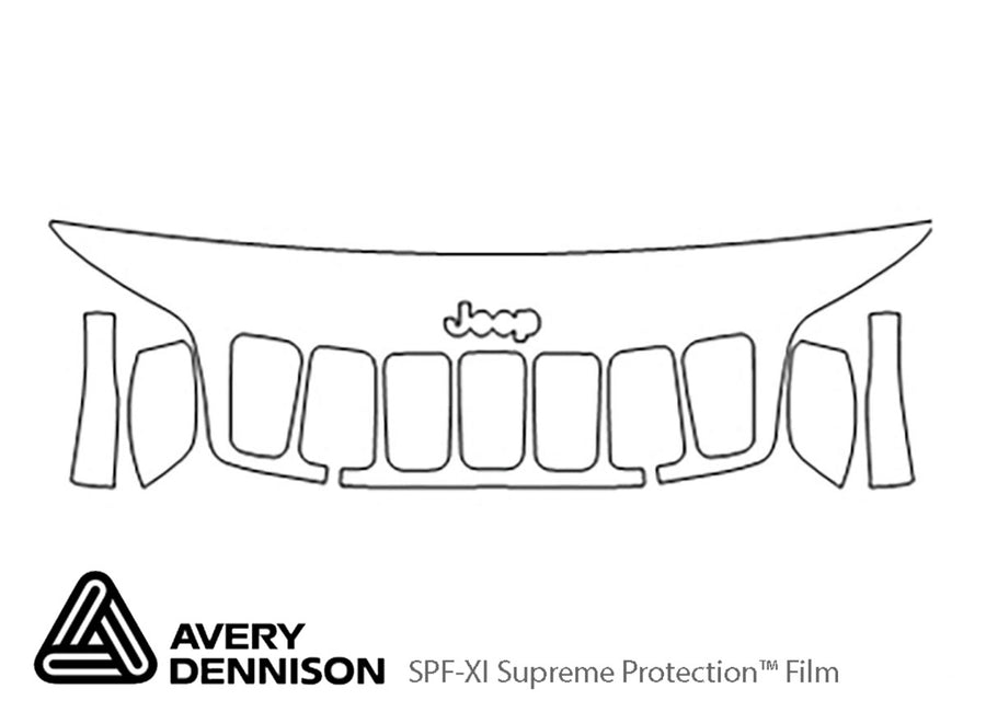 cherokee Avery Dennison Clear Bra Hood Precut PPF Diagram