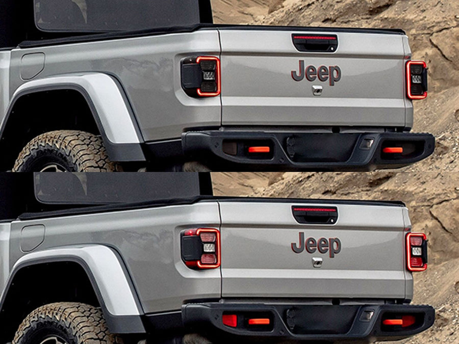 gladiator (rubicon, mojave, overland) Before and After Smoked Taillights