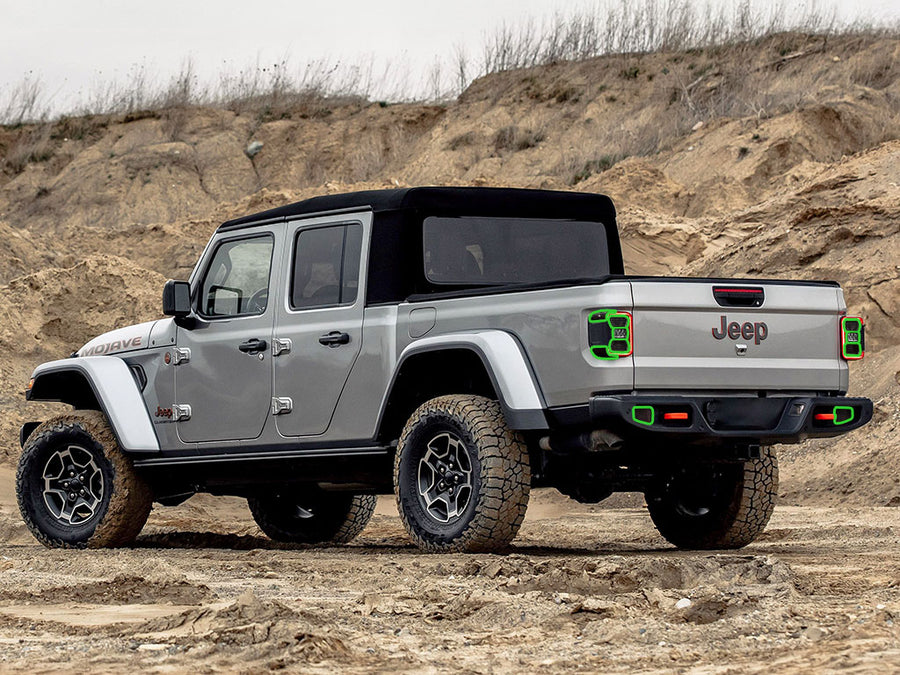 gladiator (rubicon, mojave, overland) Tail Light Tint Installation Points
