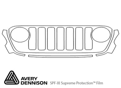 wrangler Avery Dennison Clear Bra Bumper Precut PPF Diagram