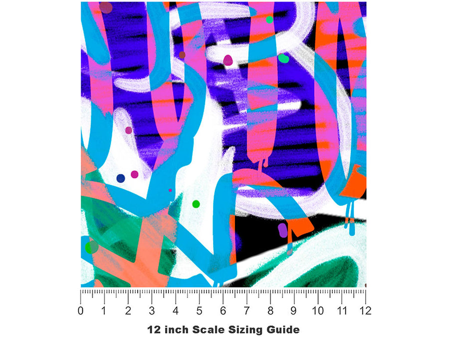 Jet Set Graffiti Vinyl Film Pattern Size 12 inch Scale~Rwraps Jet Set Graffiti Sizing Chart~2