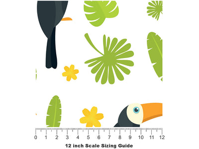 Jungle Greens Birds Vinyl Film Pattern Size 12 inch Scale~Rwraps Jungle Greens Birds Sizing Chart~2