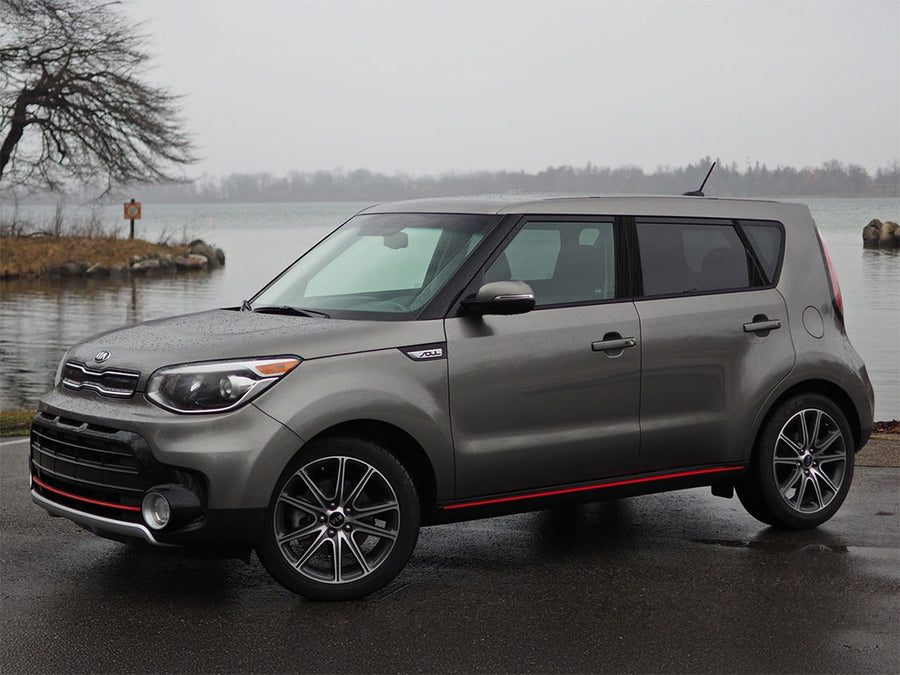 kia soul 2014-2019 Brushed Aluminum Black Pillar Trim