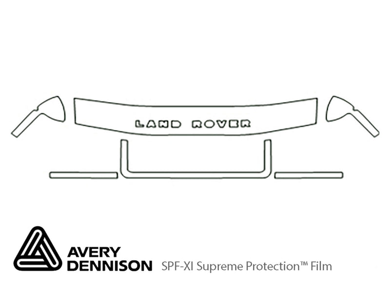 discovery ii Avery Dennison Clear Bra Hood Precut PPF Diagram