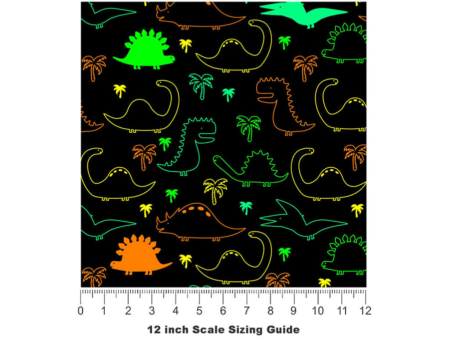 Land Rulers Dinosaur Vinyl Film Pattern Size 12 inch Scale~Rwraps Land Rulers Dinosaur Sizing Chart~2
