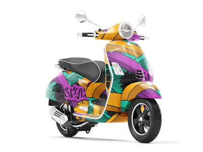 Large Burner Graffiti Vespa Scooter Wrap Film