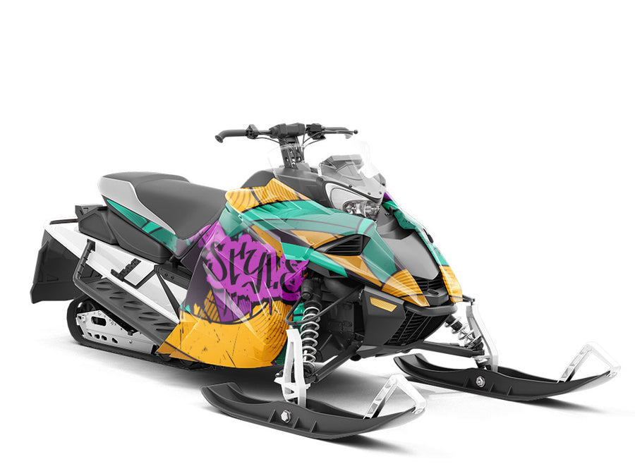 Large Burner Graffiti Custom Wrapped Snowmobile