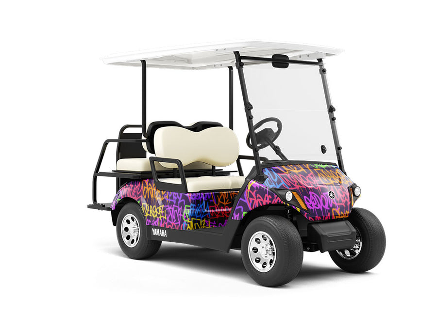 Large Columns Graffiti Wrapped Golf Cart