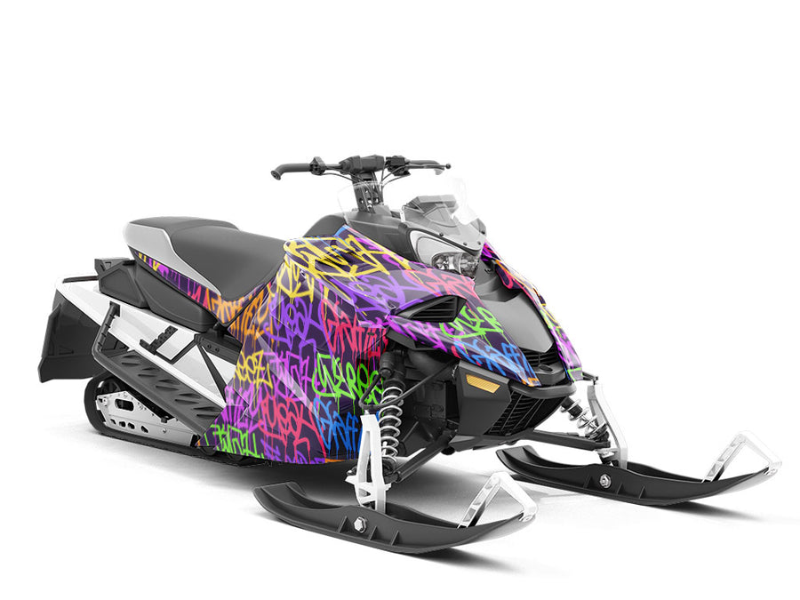 Large Columns Graffiti Custom Wrapped Snowmobile