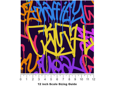 Large Columns Graffiti Vinyl Film Pattern Size 12 inch Scale~Rwraps Large Columns Graffiti Sizing Chart~3