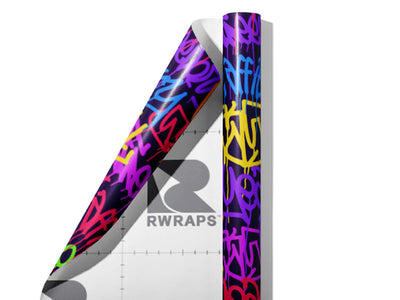 Large Columns Graffiti Wrap Film Sheets~Rwraps Series 914 Large Columns Graffiti Scrolled Sheet~4