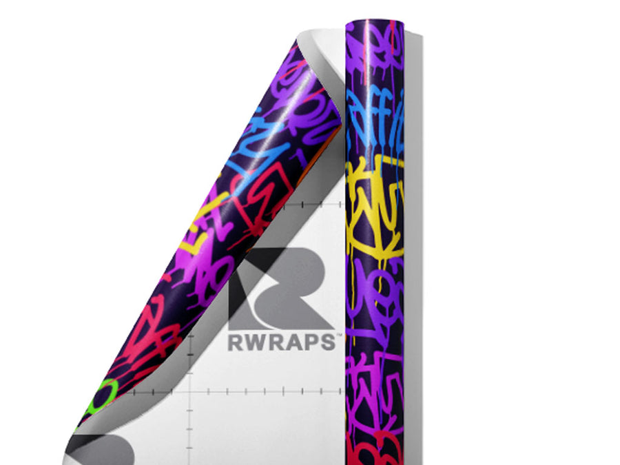 Large Columns Graffiti Wrap Film Sheets~Rwraps Series 914 Large Columns Graffiti Scrolled Sheet~4