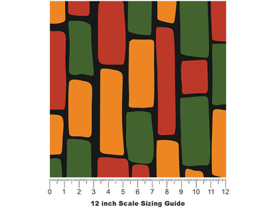 Large Rastafarian Brick Vinyl Film Pattern Size 12 inch Scale~Rwraps Large Rastafarian Brick Sizing Chart~3