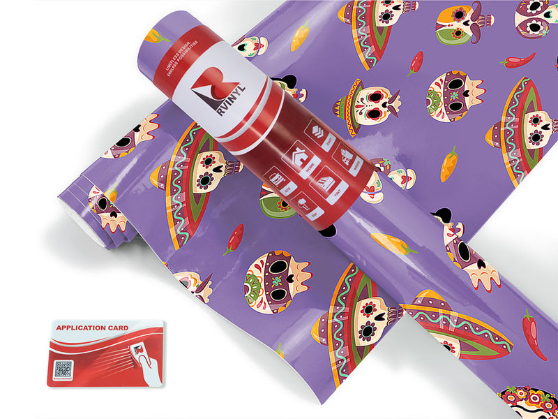 lavender calaveras day of the dead Craft Vinyl Roll