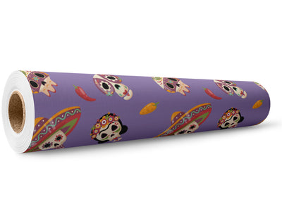 Lavender Calaveras Day of the Dead Wrap Film Wholesale Roll~Rwraps Series 914 Digitally Printed Vinyl Roll~5