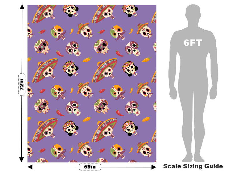 Lavender Calaveras Day of the Dead Vehicle Wrap Scale~Rwraps Series 914 Lavender Calaveras Day of the Dead Measurements~1