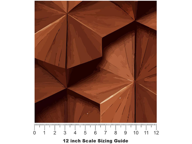 Layered Flowers Wooden Parquet Vinyl Film Pattern Size 12 inch Scale~Rwraps Layered Flowers Wooden Parquet Sizing Chart~3