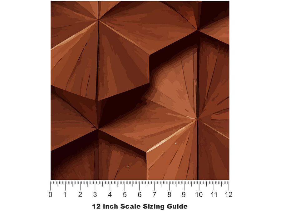 Layered Flowers Wooden Parquet Vinyl Film Pattern Size 12 inch Scale~Rwraps Layered Flowers Wooden Parquet Sizing Chart~3