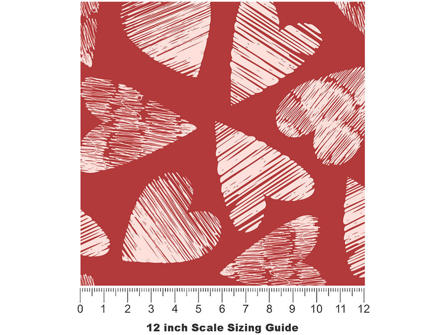 Left Breathless Heart Vinyl Film Pattern Size 12 inch Scale~Rwraps Left Breathless Heart Sizing Chart~2