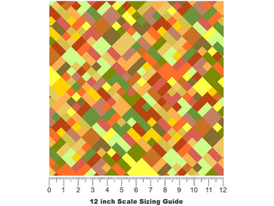 Lemon Curry Mosaic Vinyl Film Pattern Size 12 inch Scale~Rwraps Lemon Curry Mosaic Sizing Chart~2