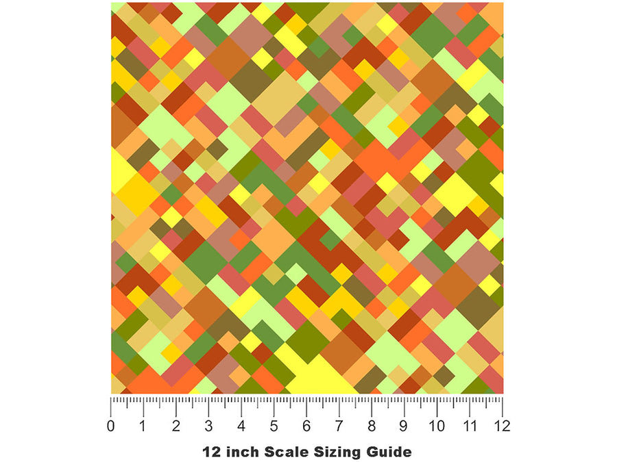 Lemon Curry Mosaic Vinyl Film Pattern Size 12 inch Scale~Rwraps Lemon Curry Mosaic Sizing Chart~2