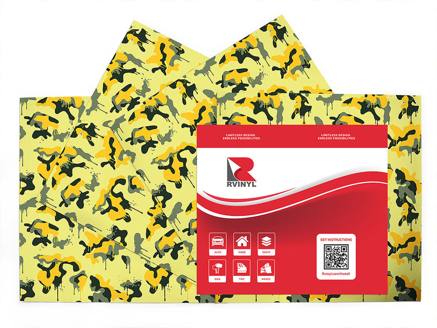 lemon graffiti camouflage Craft Vinyl Sheet Pack