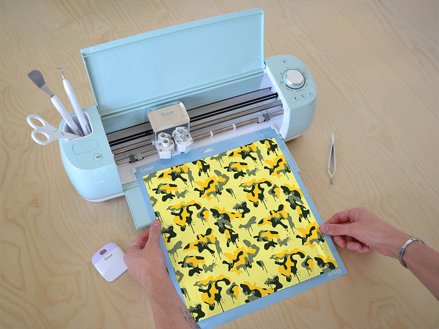 lemon graffiti camouflage Cricut Compatible Vinyl
