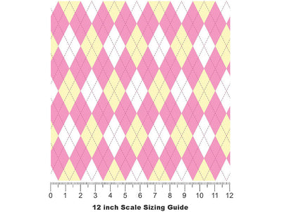 Lemonade Bubblegum Argyle Vinyl Film Pattern Size 12 inch Scale~Rwraps Lemonade Bubblegum Argyle Sizing Chart~2