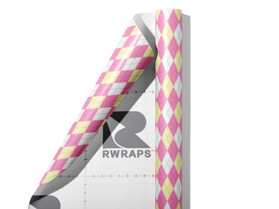 Lemonade Bubblegum Argyle Wrap Film Sheets~Rwraps Series 914 Lemonade Bubblegum Argyle Scrolled Sheet~3