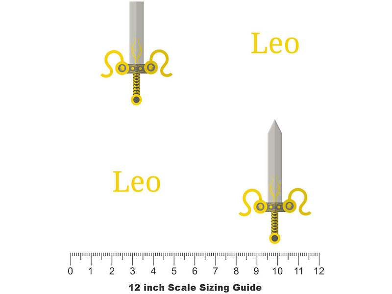Leo Swords Astrology Vinyl Film Pattern Size 12 inch Scale~Rwraps Leo Swords Astrology Sizing Chart~2