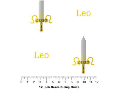 Leo Swords Astrology Vinyl Film Pattern Size 12 inch Scale~Rwraps Leo Swords Astrology Sizing Chart~2