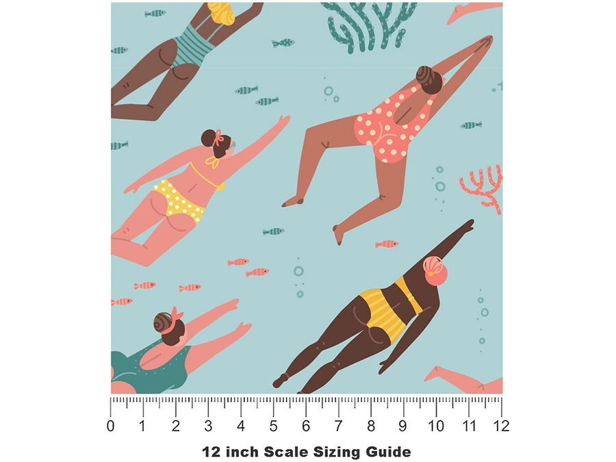 Lets Swim Summertime Vinyl Film Pattern Size 12 inch Scale~Rwraps Lets Swim Summertime Sizing Chart~2