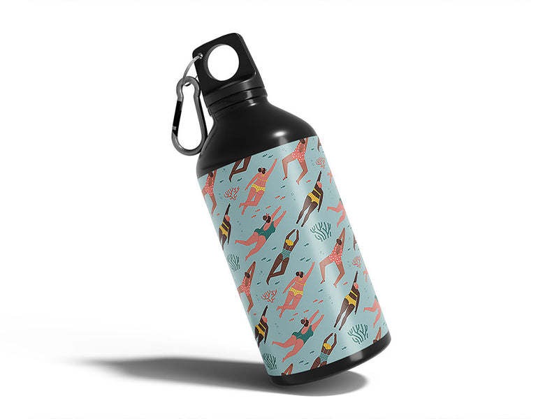 lets swim summertime Water Bottle DIY Stickers
