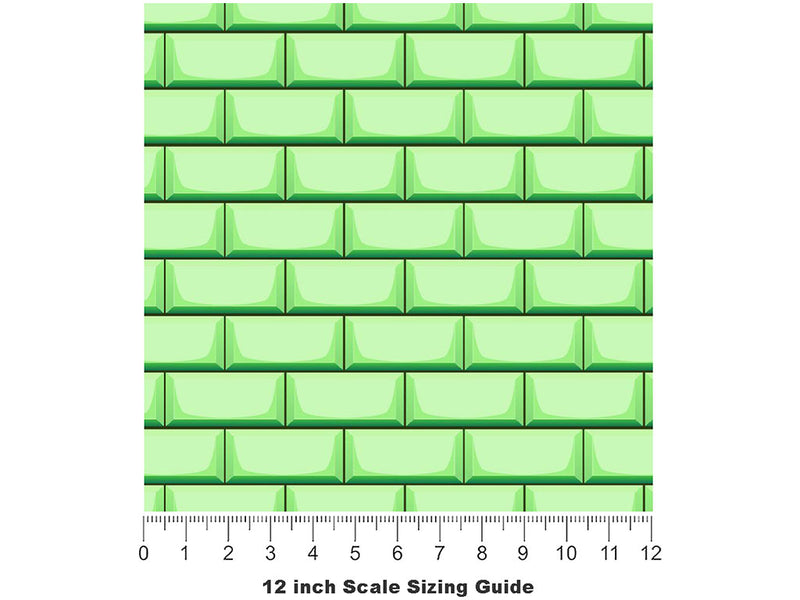 Light Green Brick Vinyl Film Pattern Size 12 inch Scale~Rwraps Light Green Brick Sizing Chart~3