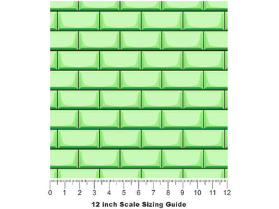 Light Green Brick Vinyl Film Pattern Size 12 inch Scale~Rwraps Light Green Brick Sizing Chart~3
