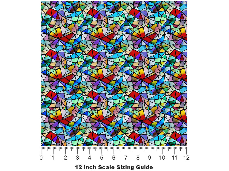Lily Pads Stained Glass Vinyl Film Pattern Size 12 inch Scale~Rwraps Lily Pads Stained Glass Sizing Chart~2
