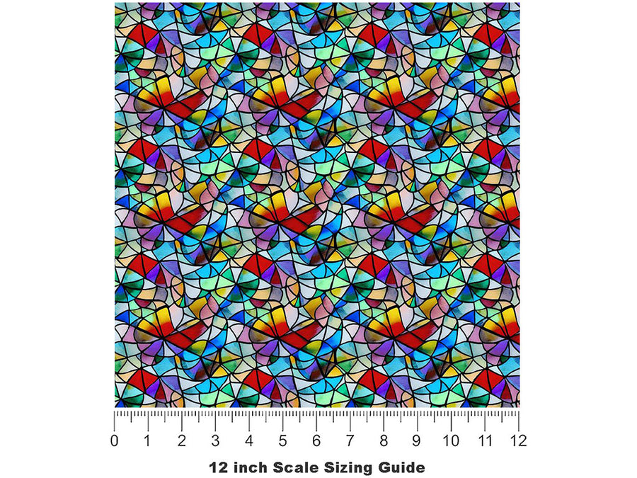 Lily Pads Stained Glass Vinyl Film Pattern Size 12 inch Scale~Rwraps Lily Pads Stained Glass Sizing Chart~2