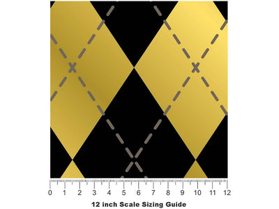 Liquid Gold Argyle Vinyl Film Pattern Size 12 inch Scale~Rwraps Liquid Gold Argyle Sizing Chart~2