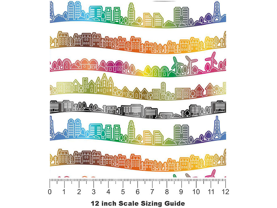 Living Choices Cityscape Vinyl Film Pattern Size 12 inch Scale~Rwraps Living Choices Cityscape Sizing Chart~3