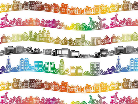 Living Choices Cityscape Vinyl Wrap Pattern~Rwraps Series 914 Digitally Printed Vinyl Wrap~0