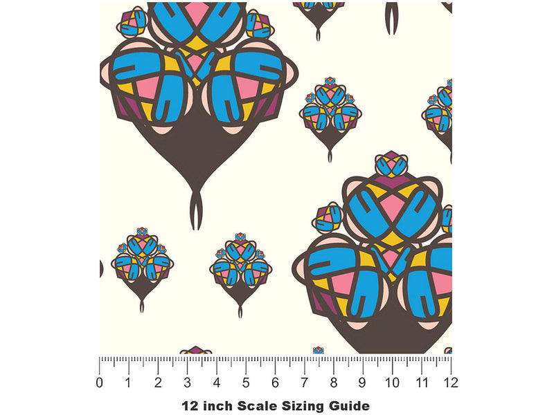 Lonely Hearts Art Deco Vinyl Film Pattern Size 12 inch Scale~Rwraps Lonely Hearts Art Deco Sizing Chart~2