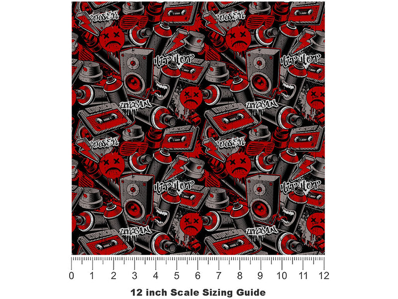 Long Run Graffiti Vinyl Film Pattern Size 12 inch Scale~Rwraps Long Run Graffiti Sizing Chart~2