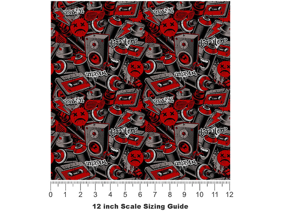 Long Run Graffiti Vinyl Film Pattern Size 12 inch Scale~Rwraps Long Run Graffiti Sizing Chart~2