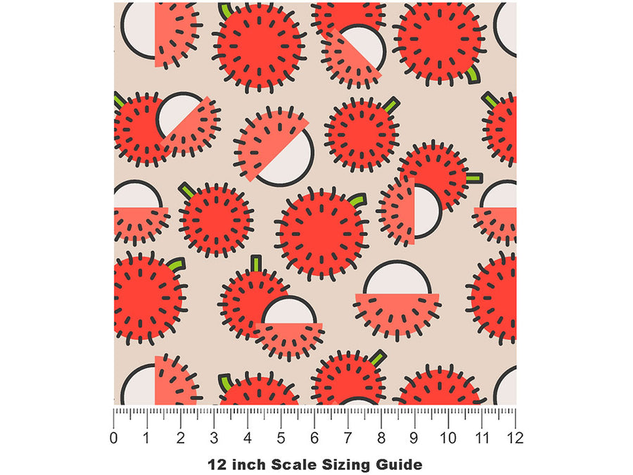 Longan Tang Fruit Vinyl Film Pattern Size 12 inch Scale~Rwraps Longan Tang Fruit Sizing Chart~2