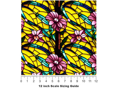 Lovely Day Stained Glass Vinyl Film Pattern Size 12 inch Scale~Rwraps Lovely Day Stained Glass Sizing Chart~2
