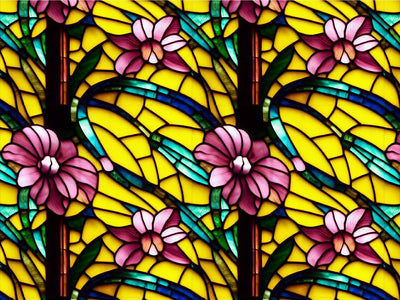 Lovely Day Stained Glass Vinyl Wrap Pattern~Rwraps Series 914 Digitally Printed Vinyl Wrap~0