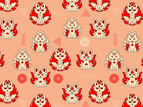 Lovely Kitsune Animal Vinyl Wrap Pattern~Rwraps Series 914 Digitally Printed Vinyl Wrap~0