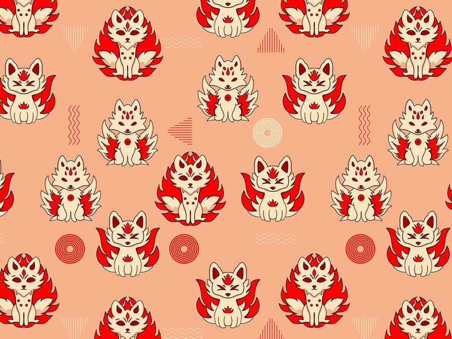 Lovely Kitsune Animal Vinyl Wrap Pattern~Rwraps Series 914 Digitally Printed Vinyl Wrap~0